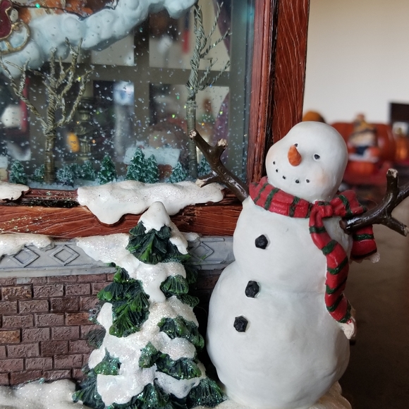 Vintage Christmas lights 3d 2 sided window decor snow glass display musical - Picture 12 of 16